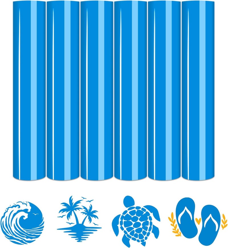 Tintnut Malibu Blue Color Heat Transfer Vinyl -6 Sheets 12"x10" Bright Color Iron on Vinyl for T-Shirts Clothing Bags HTV Vinyl for All Cutting Machine - Image 1